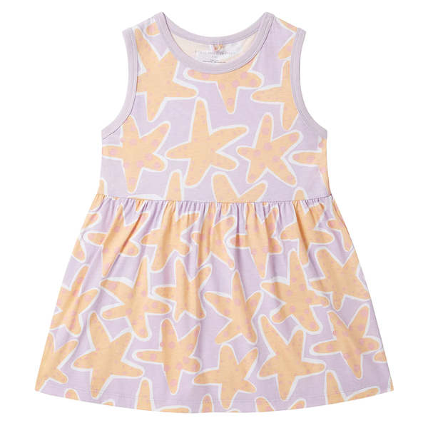 KIDS STELLA MCCARTNEY Jersey Dress Starfish Print Dress - Purple