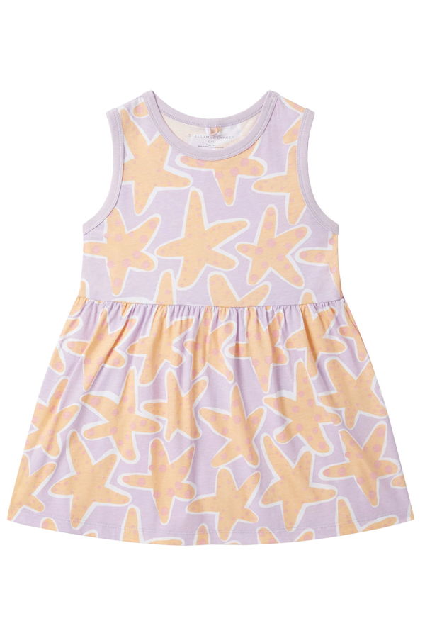 KIDS STELLA MCCARTNEY Jersey Dress Starfish Print Dress - Purple