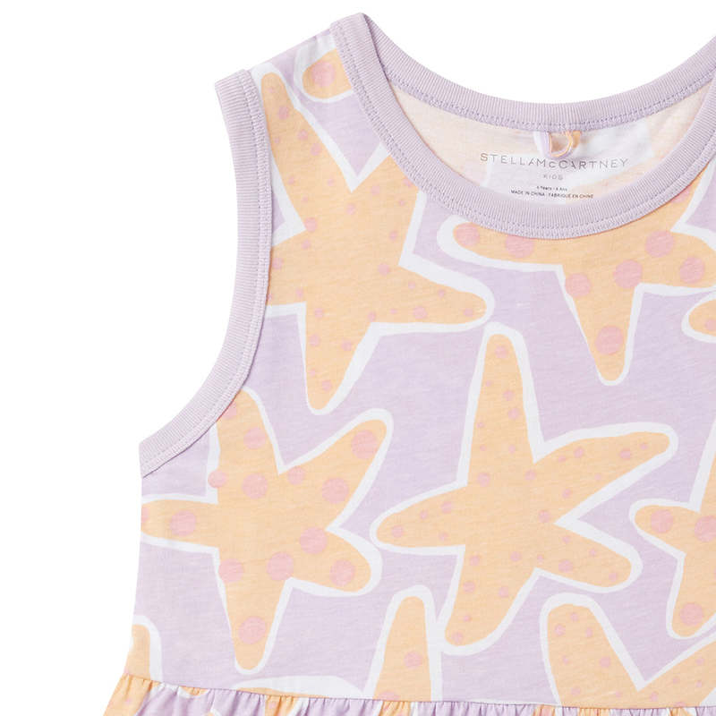 KIDS STELLA MCCARTNEY Jersey Dress Starfish Print Dress - Purple