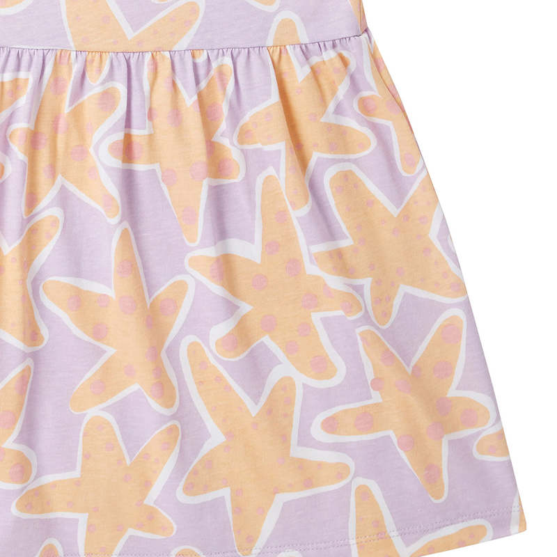 KIDS STELLA MCCARTNEY Jersey Dress Starfish Print Dress - Purple