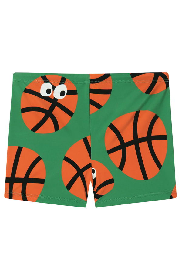 KIDS STELLA MCCARTNEY Basketball Print Swim Shorts - Green