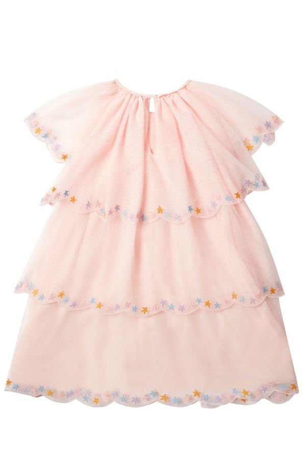KIDS STELLA MCCARTNEY Tulle Stars Embroidered Dress - Pink