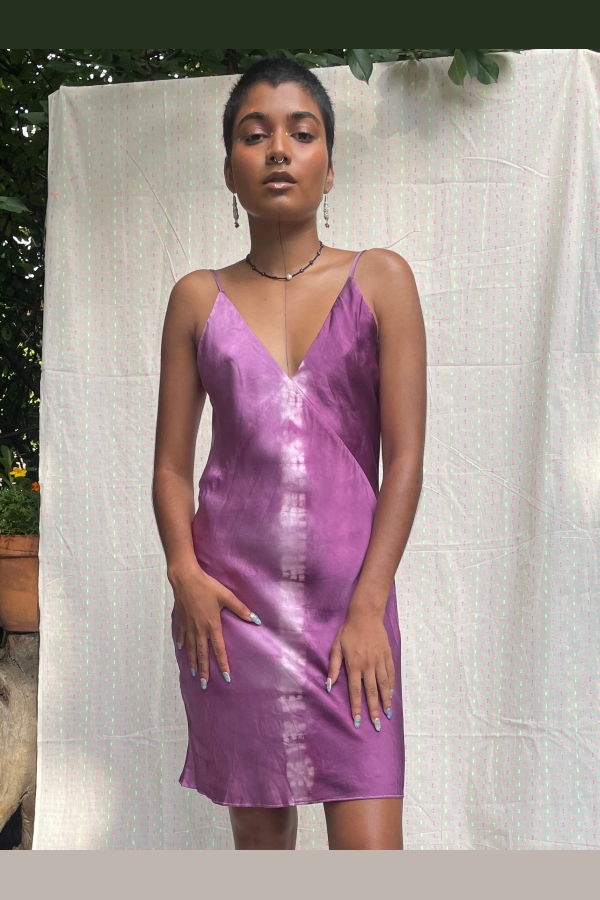 abacaxi Cochineal-Dyed Silk Slip Dress