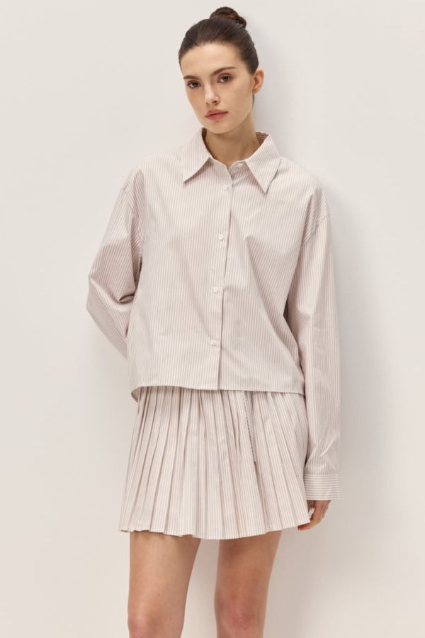 elodie Danika Mini Skirt - Taupe Striped