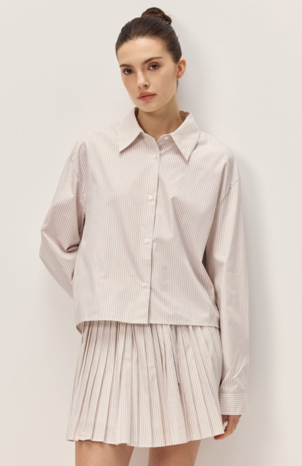 elodie Danika Shirt - Taupe Striped