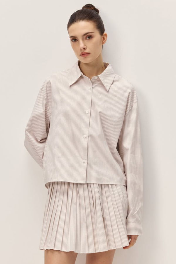 elodie Danika Shirt - Taupe Striped
