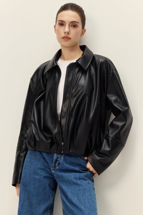 elodie Kael Vegan Leather Jacket - Black