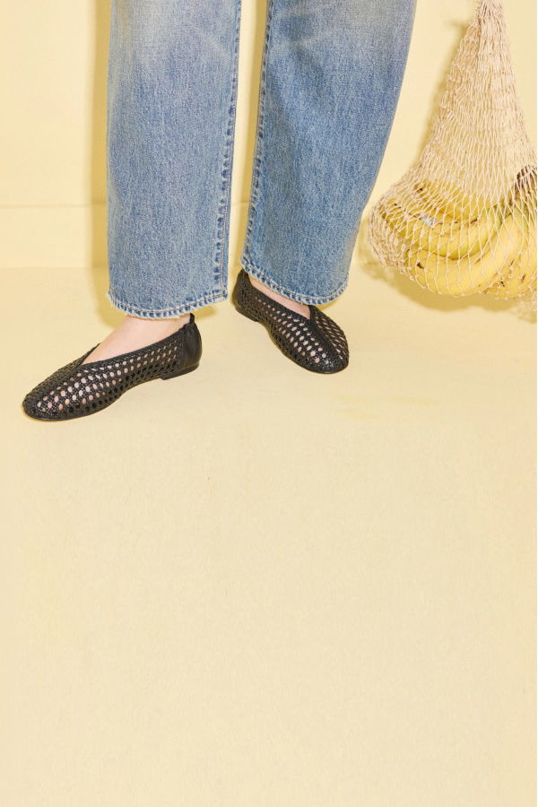 Freda Salvador Riley Black Woven Ballet Flats