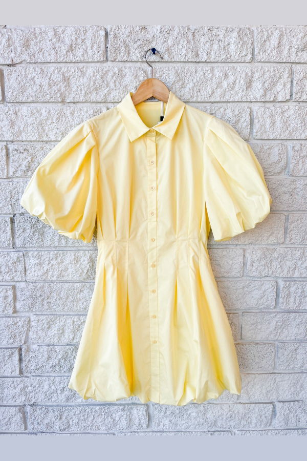 Jonathan Simkhai Cleo Balloon Pintuck Mini Dress - Buttercream