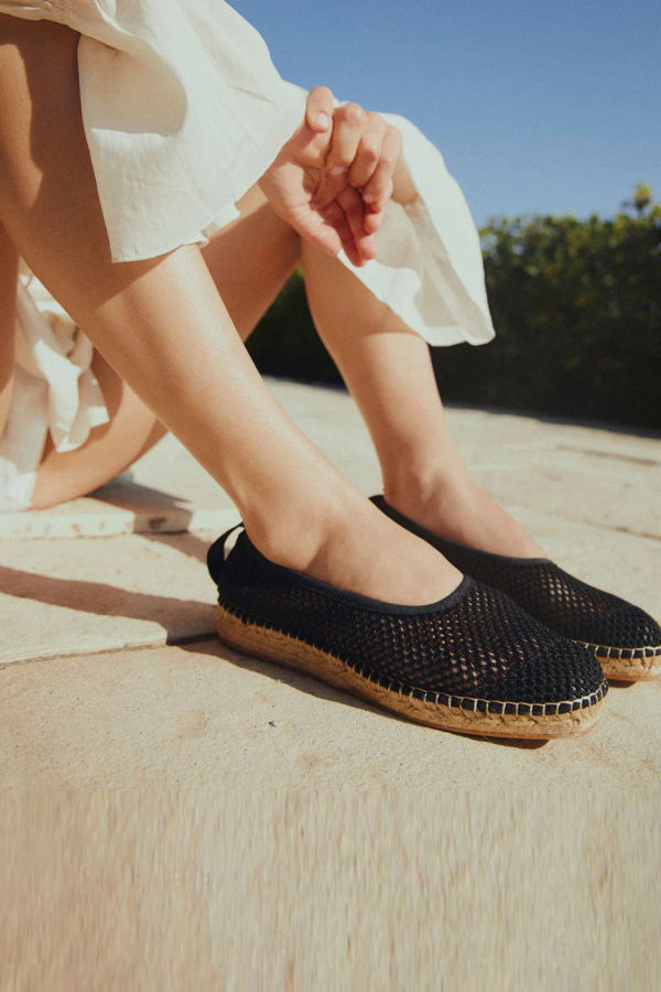 Naguisa Allium Negro Tejido Trenzado Espadrilles