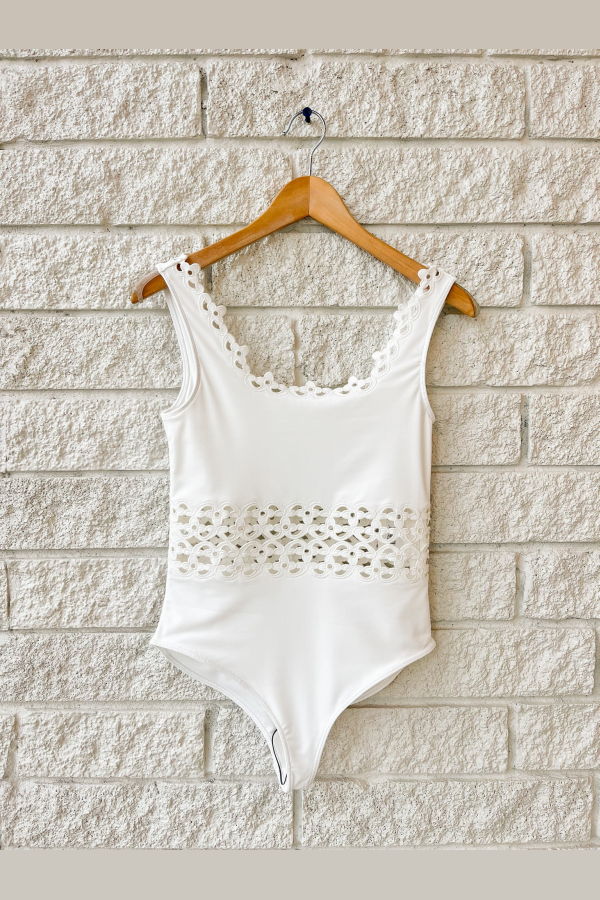 Sea NY Leila Eyelet Swimsuit - White