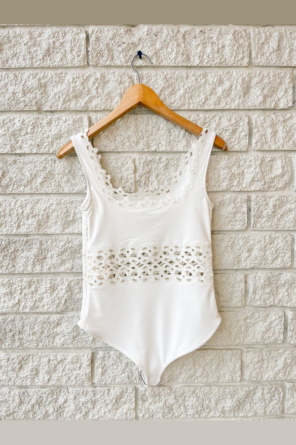 Sea NY Leila Eyelet Swimsuit - White