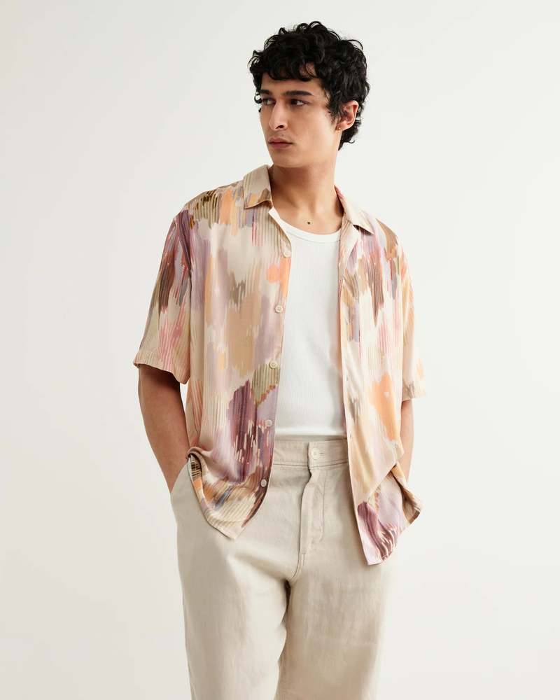 Wax London Corrugated Floral Pastel Didcot Shirt