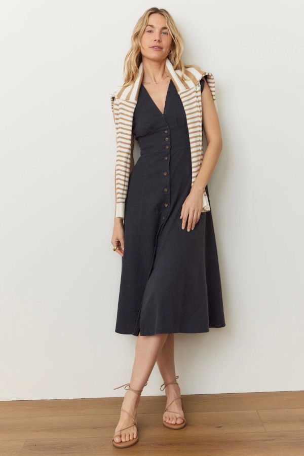 Marine Layer Camila Midi Dress - Black