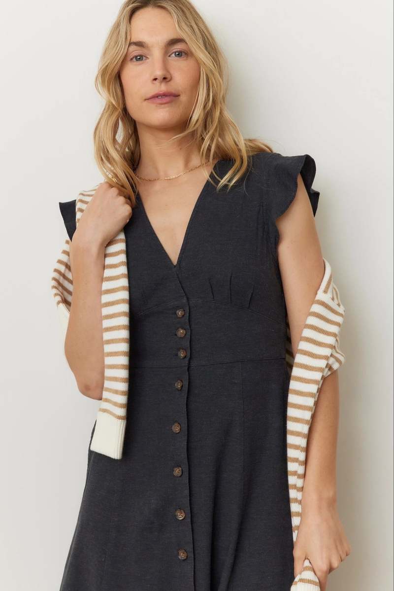 Marine Layer Camila Midi Dress - Black