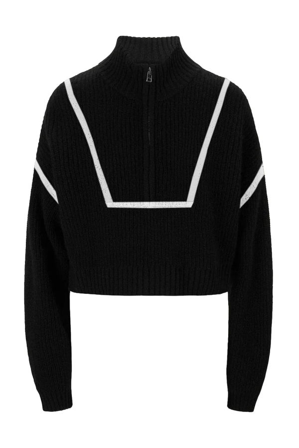 Staud Cropped Hampton Sweater - Black