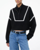 Staud Cropped Hampton Sweater - Black - Thumbnail 2
