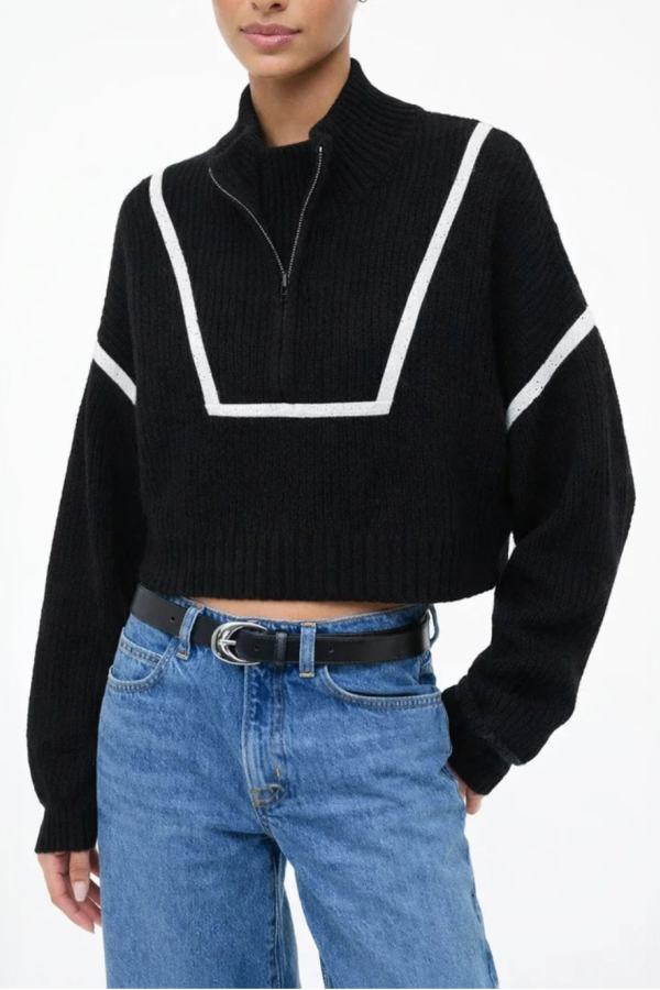 Staud Cropped Hampton Sweater - Black