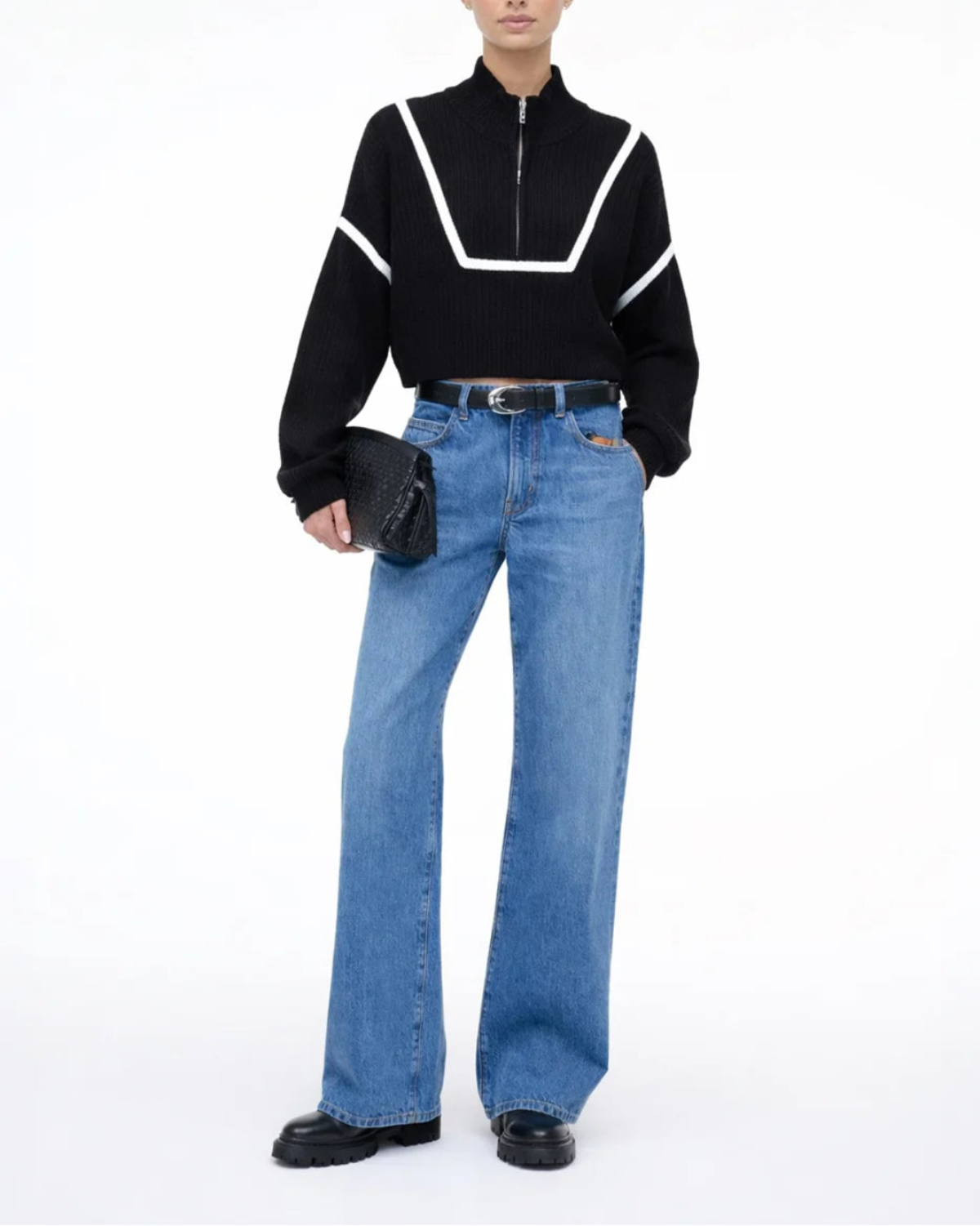 Staud Cropped Hampton Sweater - Black - Image 4 of 4