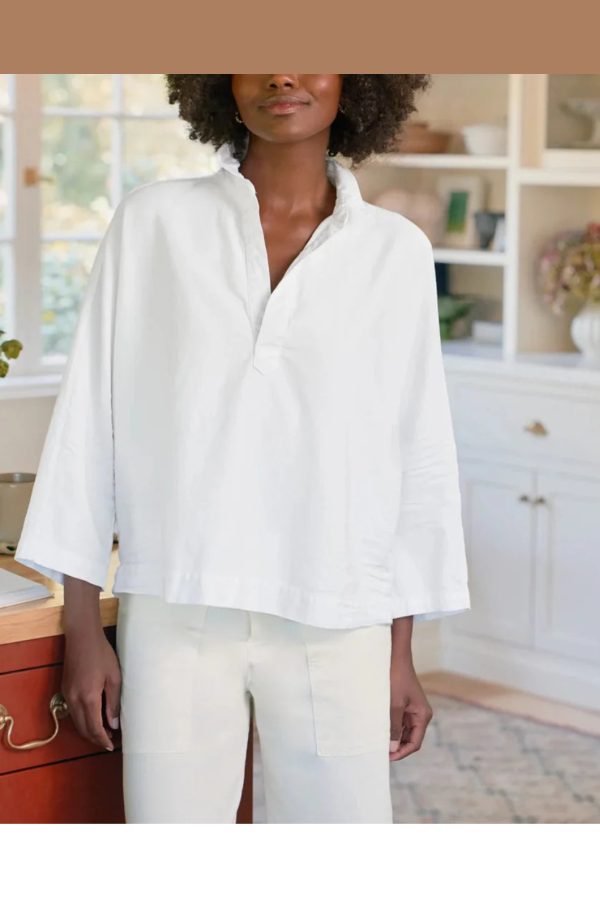 Frank & Eileen Gabi Popover Shirt - White