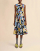 Marni Poplin Midi Dress with Melodia Flowers Print - Blue - Thumbnail 2