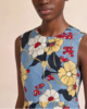 Marni Poplin Midi Dress with Melodia Flowers Print - Blue - Thumbnail 4