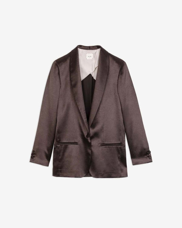 Alysi Shiny Satin Smoking Blazer
