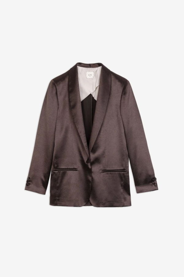 Alysi Shiny Satin Smoking Blazer