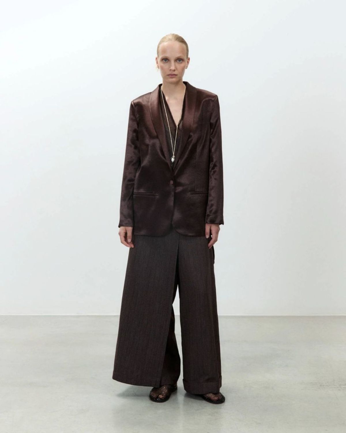 Alysi Shiny Satin Smoking Blazer - Image 2 of 4