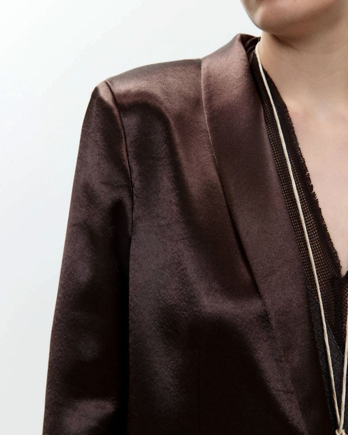 Alysi Shiny Satin Smoking Blazer - Image 4 of 4