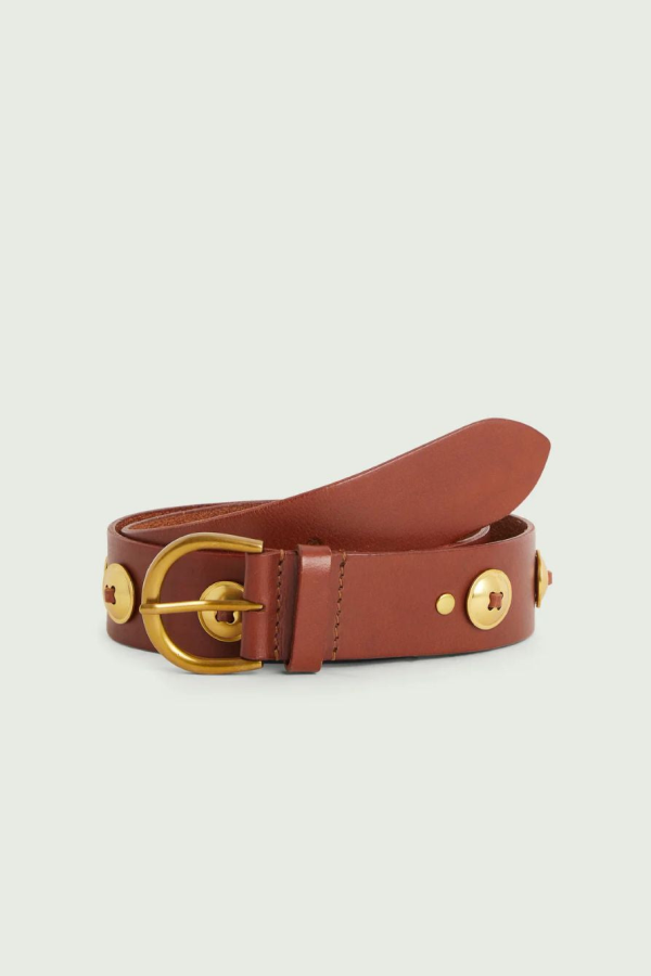 Cotélac Leather Belt With Cabochons
