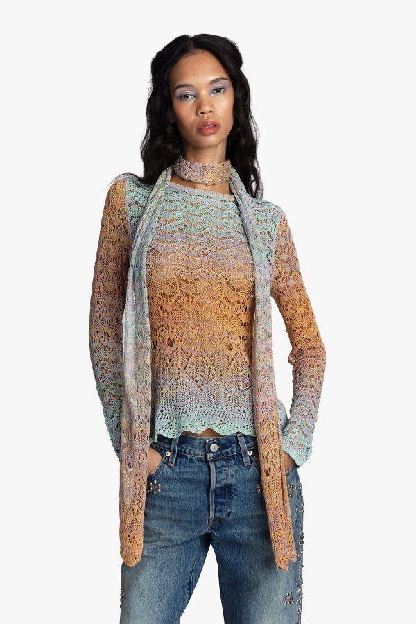 Anna Sui Ombre Space Dye Crochet Scarf