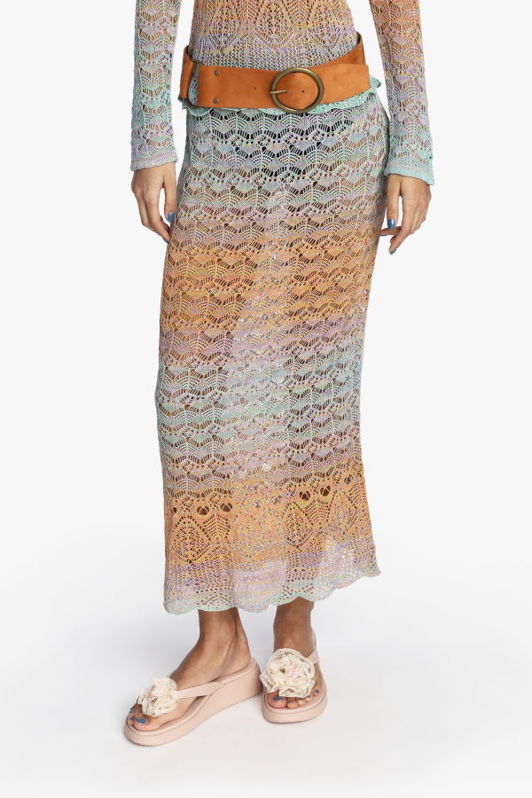 Anna Sui Ombre Space Dye Crochet Skirt