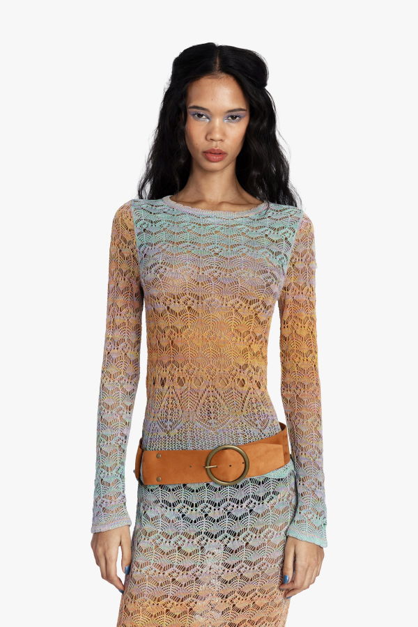 Anna Sui Ombre Space Dye Crochet Top