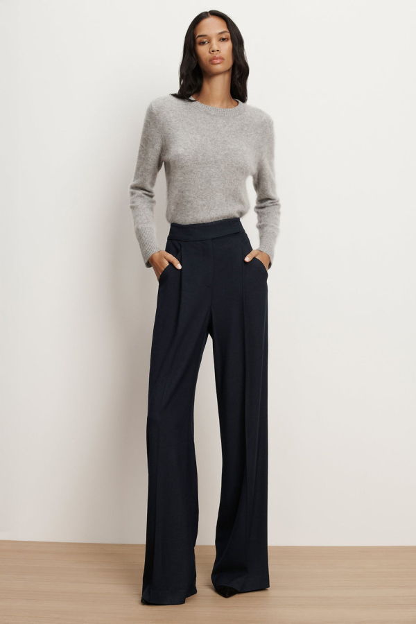 Veronica Beard Marbeau Wide-Leg Pant - Navy