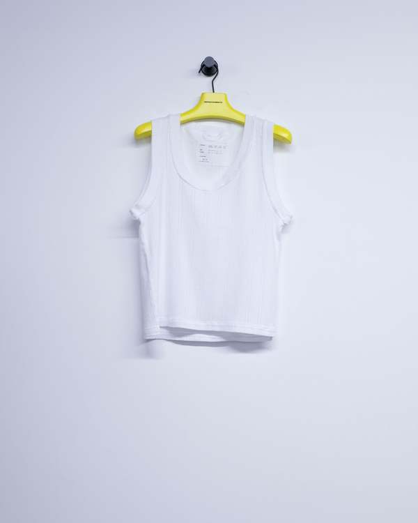 Camiel Fortgens Ajur Rib White Cotton Tank Top