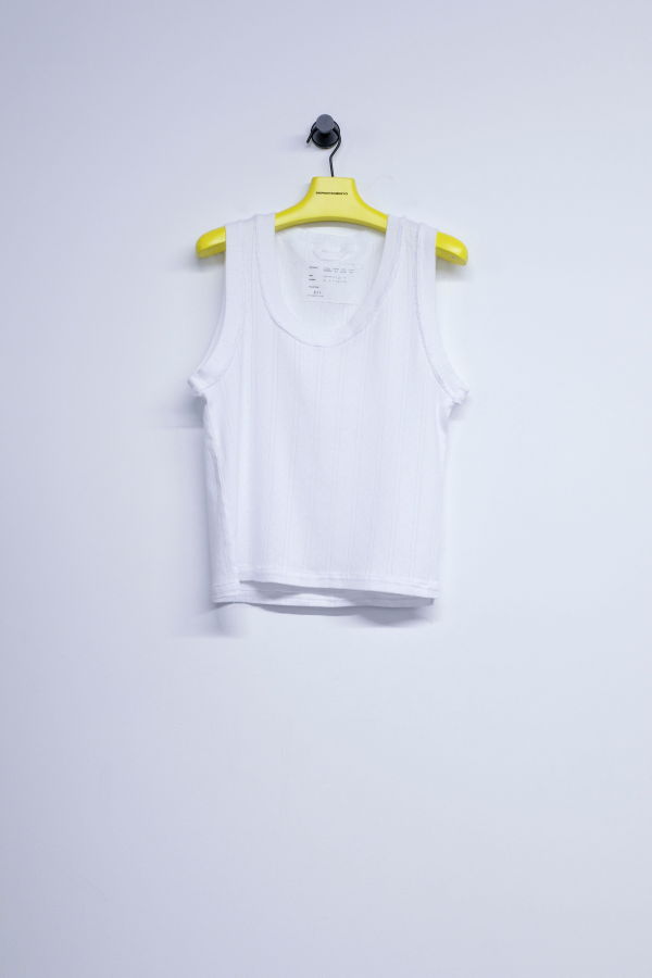 Camiel Fortgens Ajur Rib White Cotton Tank Top