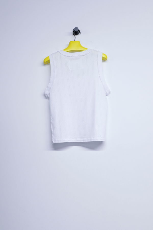 Camiel Fortgens Ajur Rib White Cotton Tank Top
