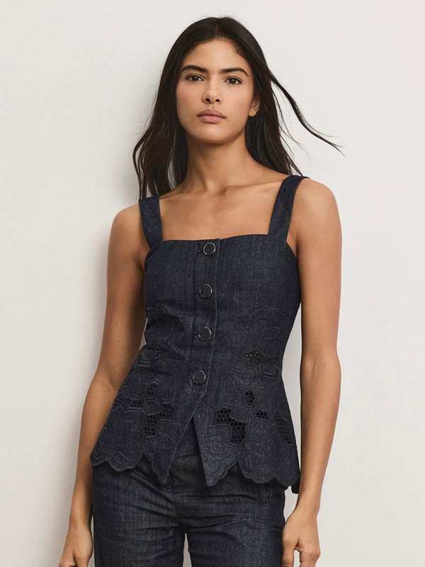 Veronica Beard Mirielle Eyelet Tank Top