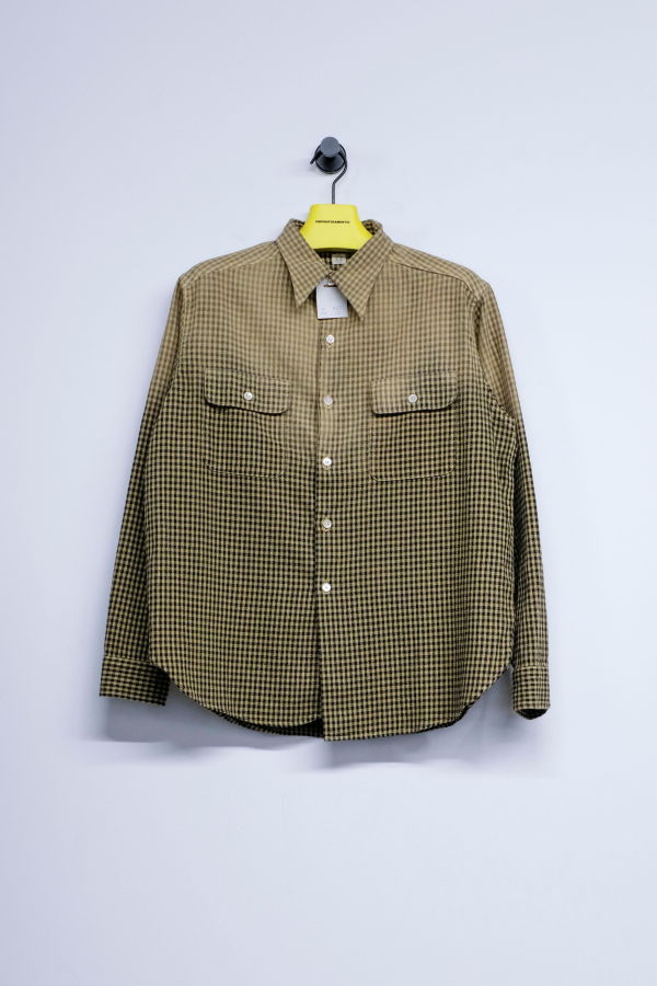 Taiga Takahashi LOT.117 Faded Beige Check Cotton Work Shirts Top