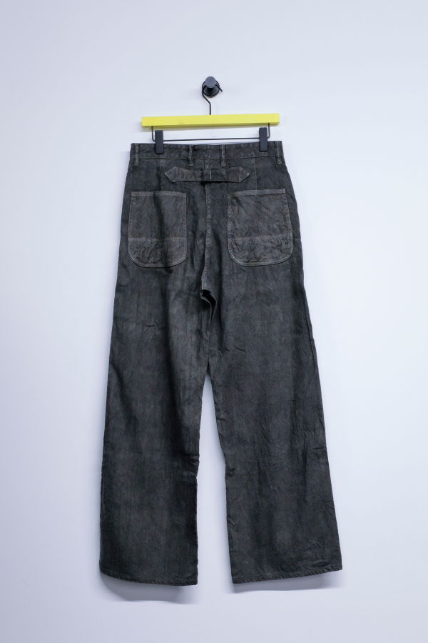 Taiga Takahashi LOT.222 Sumi Linen Cotton Painter Pants With Buckle