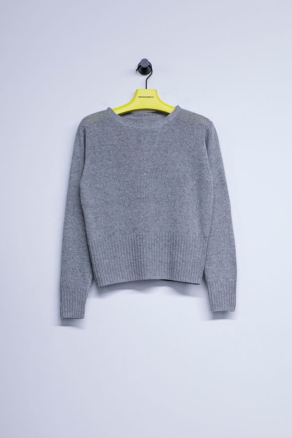 Taiga Takahashi LOT.502 Light Gray Linen Silk Varsity Letterman Sweater