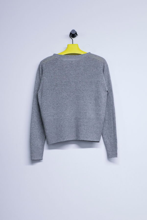 Taiga Takahashi LOT.502 Light Gray Linen Silk Varsity Letterman Sweater