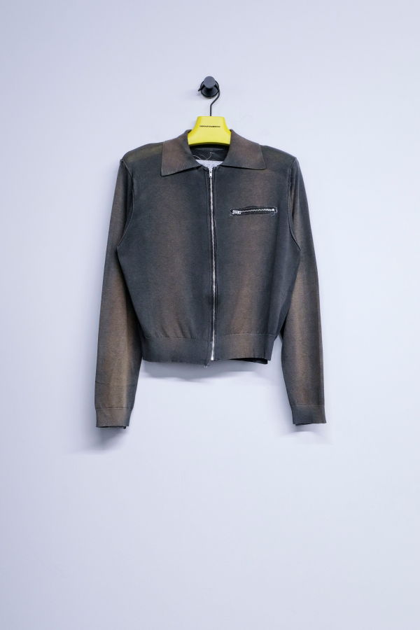 Camiel Fortgens Navy & Black Sunfade Silk Cotton 70's Cardigan