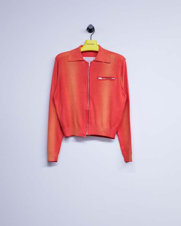 Camiel Fortgens Red Sunfade Silk Cotton 70's Cardigan