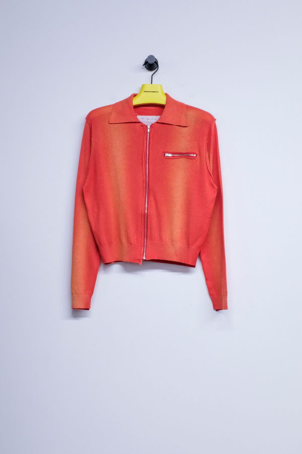 Camiel Fortgens Red Sunfade Silk Cotton 70's Cardigan