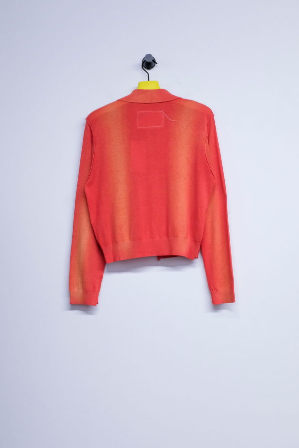 Camiel Fortgens Red Sunfade Silk Cotton 70's Cardigan