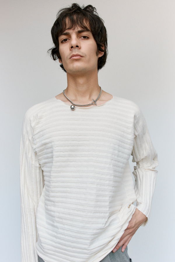 Nosapluna Cotton Knitted T Pattern LS Undershirt - White