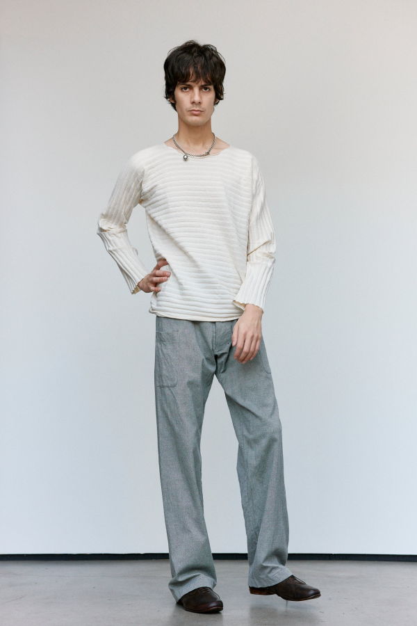 Nosapluna Cotton Knitted T Pattern LS Undershirt - White