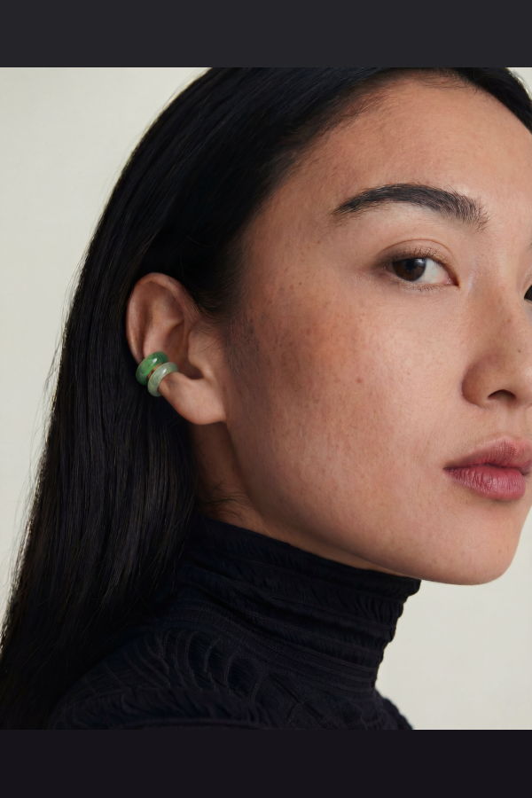 seree Abby Single Jade Cuff Earring - Light Green